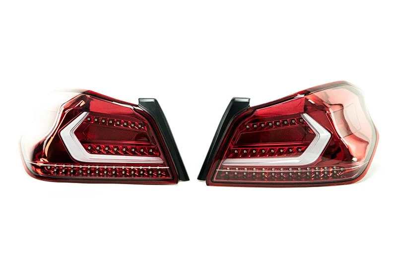 OLM Evolution Tail Lights - Clear Lens, Red Base, White Bar - 2015-2021 Subaru WRX / STI - Image 3