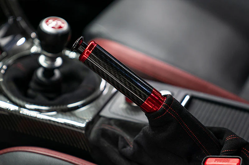 OLM Signature Series Ebrake Handle (Black Carbon w/Red) - 2015-2021 WRX & STI / 2013-2022 FR-S / BRZ / 86 / 2014-2018 Forester / 2013+ *Crosstrek - Image 5